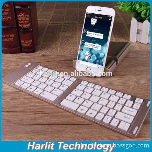 Mini Portable Dual Foldable Bluetooth Keyboard With Aluminum Case For Mobile Phone Tablet PC As Stand